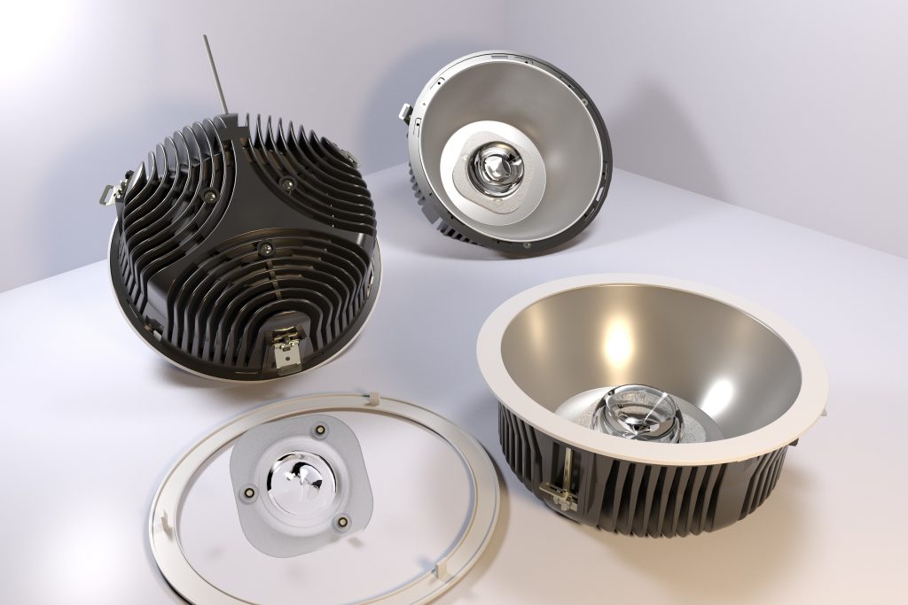 Downlight with square illumination